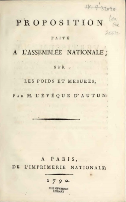 1790 Assemblea Nazionale - Unità di misura
